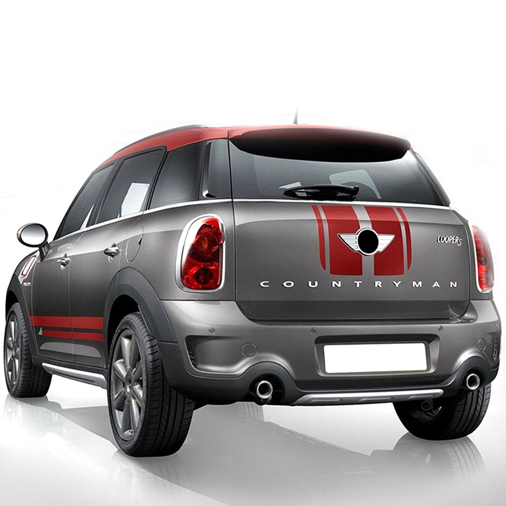 Car Side Hood Rear Racing Stripes Kit for Mini Countryman R60 2010-2016  Vinyl Decal Stickers Accessories -Gloss Red