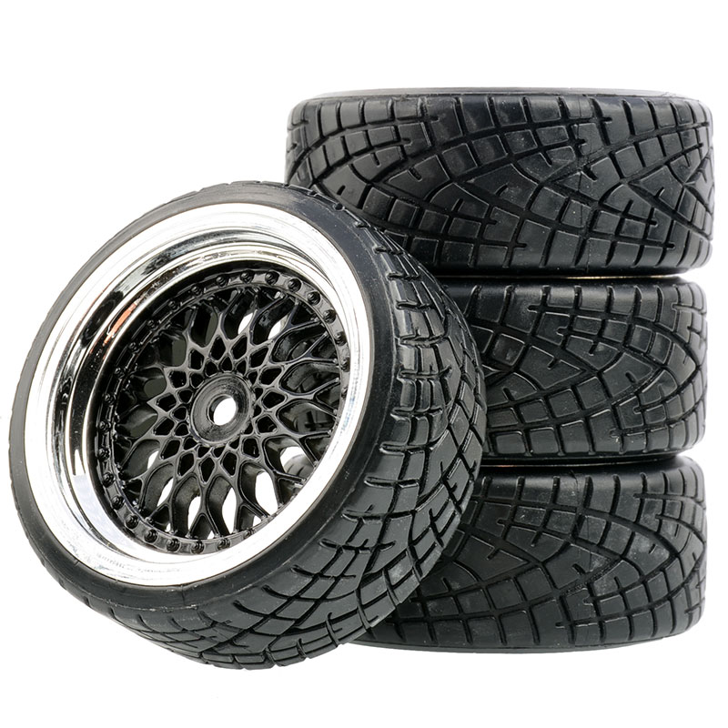 LAFEINA Lot de 4 pneus de voiture 1/10 RC Drift et jantes pour Traxxas HSP Tamiya HPI Kyosho On-Road Drift Car