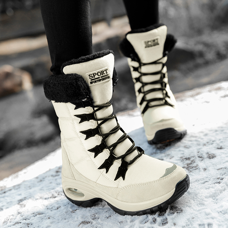 Ausland Boots Women Acne Studios Face Platform Snow Boots In White