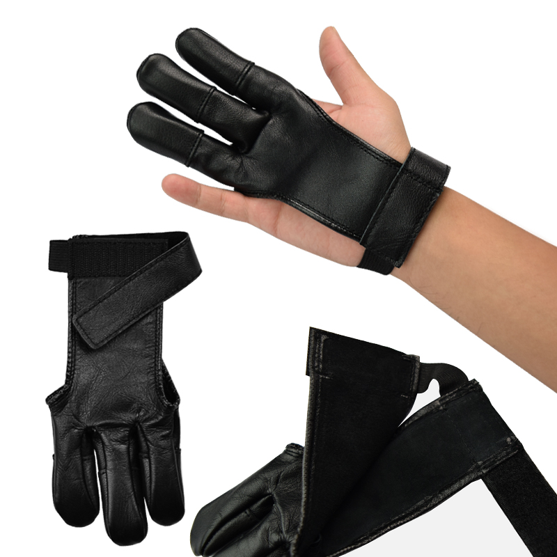 Leather Archery Gloves 3 Finger Tab Guard Bow Shooting Protector Accessories NEW