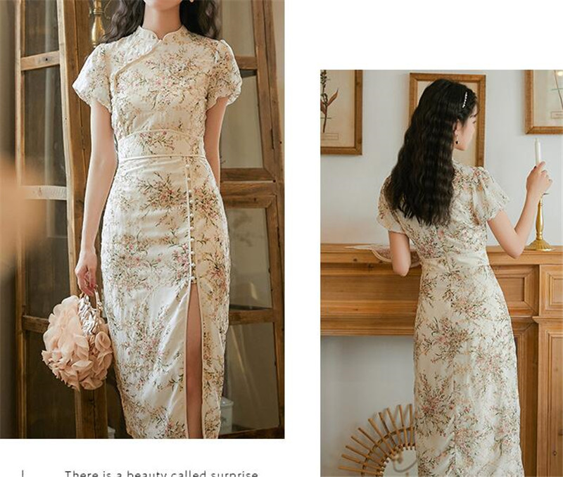 Women's Chinese Qipao Traditional Dress Pearl Floral Embroidery Oriental  Dress | eBay