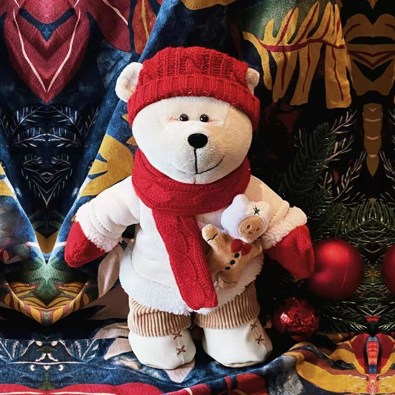 Authentic Starbucks China 2024 Christmas Red Scarf Warm Bear Plush