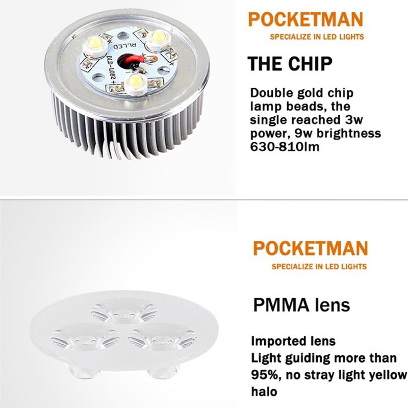 Pocketman 9W/15W LED Downlight Dimmable – 110V Recessed Ceiling Lamp, Cool White