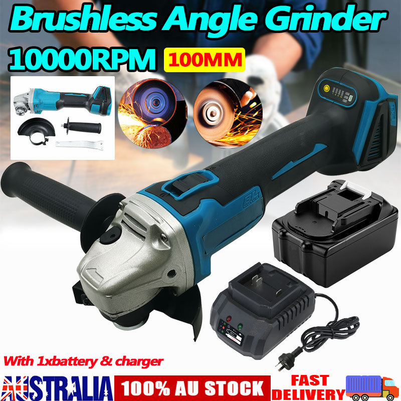 Brushless Cordless 100mm Angle Grinder Tool Battery + Charger For