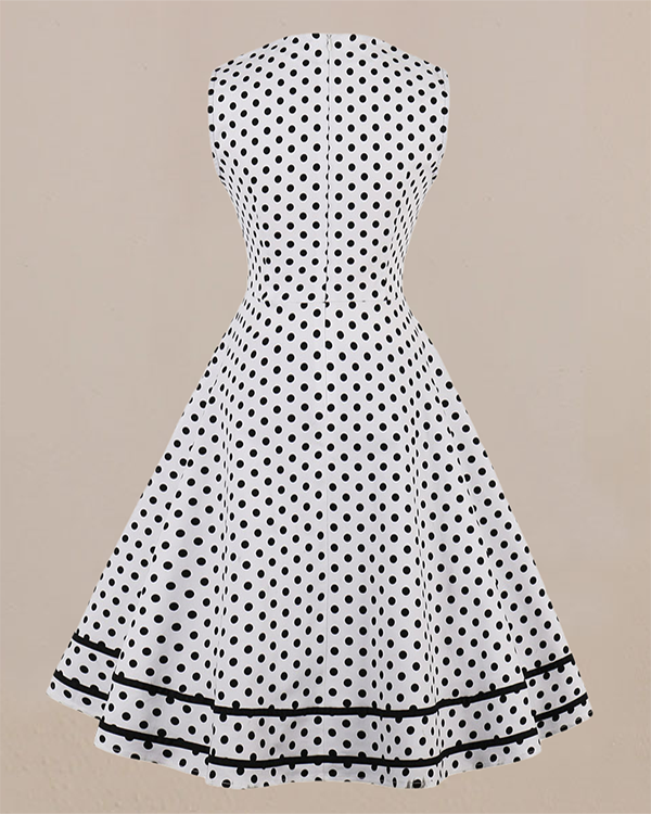 US$ 38.99 - Hepburn Square Neck Polka Dot Retro Dress - www.narachic.com