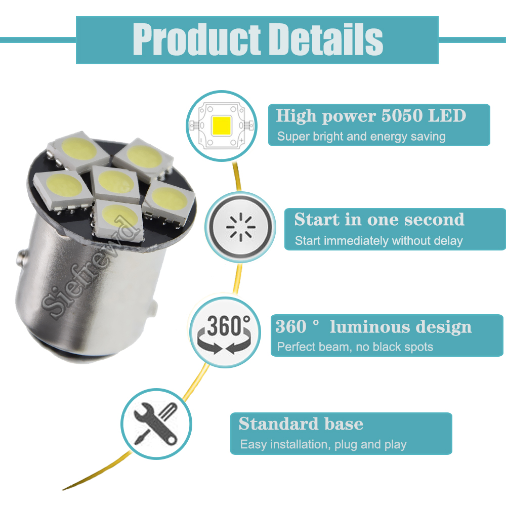 2 X 6V 6 Volt RED BAY15D 1157 P21/5W LED Brake Tail Rear Motorcycle Light Bulb E - Foto 6