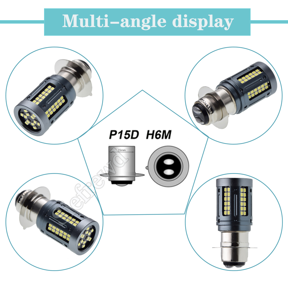 PATIBULUM Ｖ１ 1x P15D Motorcycle LED Headlight White Bulb H6M 6V-30V PX15d