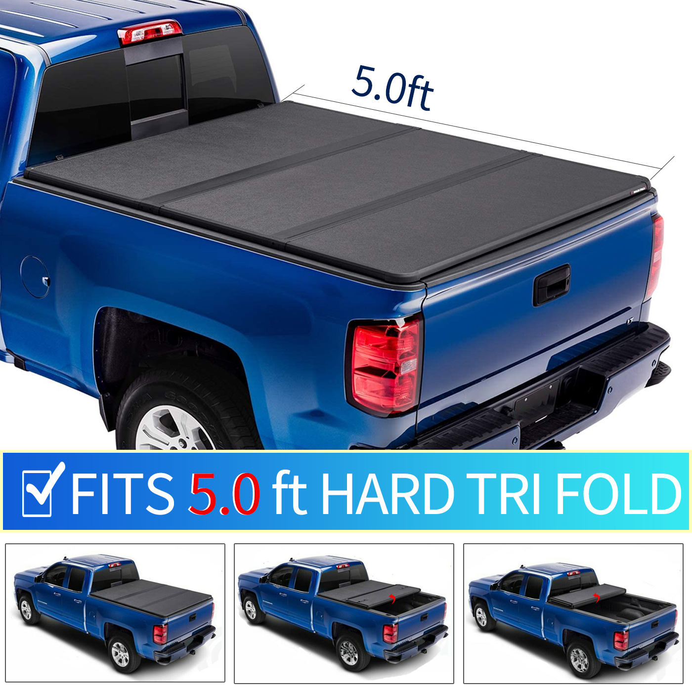 For 20162021 Toyota 5ft bed Hard Tri Fold Truck Bed Tonneau Cover eBay