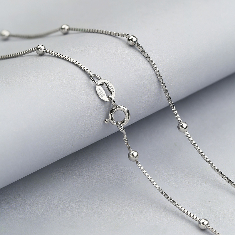 0.7-2.0MM Real 925 Sterling Silver Box Chain Necklace All Inches