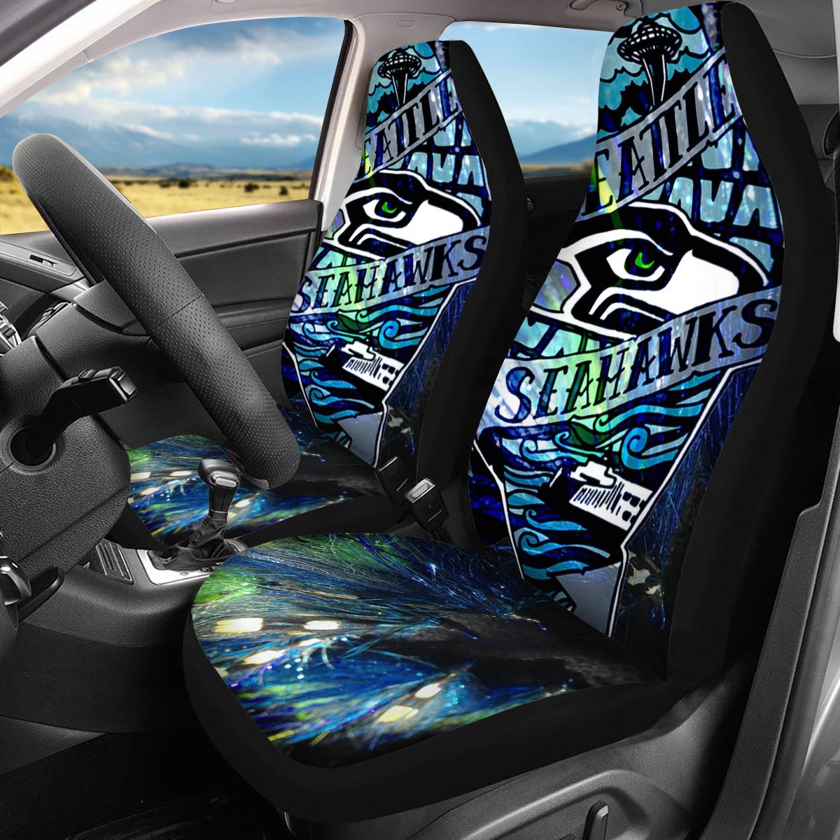 Seattle Seahawks 2Pcs Car Seat Cover Personalized Nonslip Auto Seat