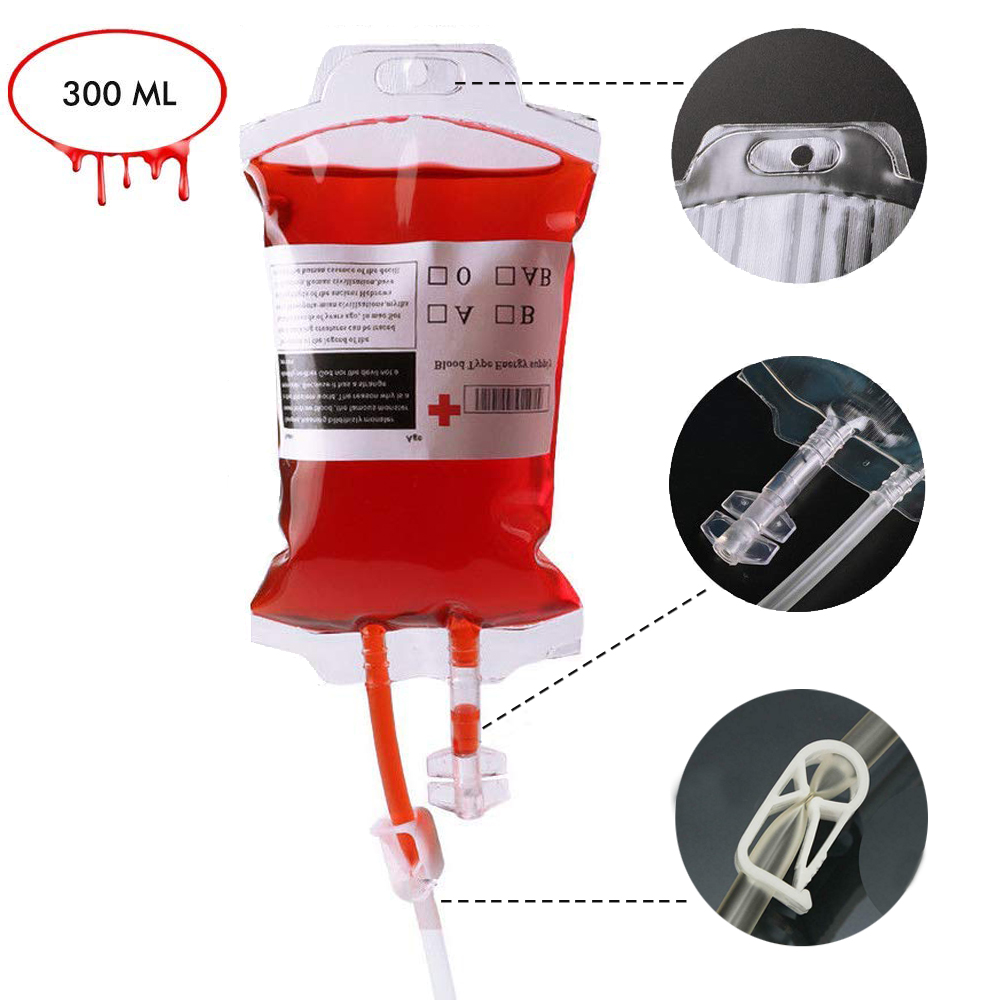 10Pcs Blood Bag for Drink, Halloween Party Decor,12 Fl Oz/350ml with