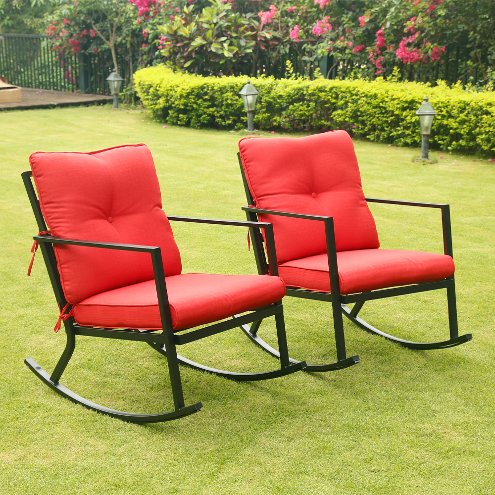 Bali Outdoor 2PCS Modern Outdoor Patio Rocking Chairs Furniture Thick