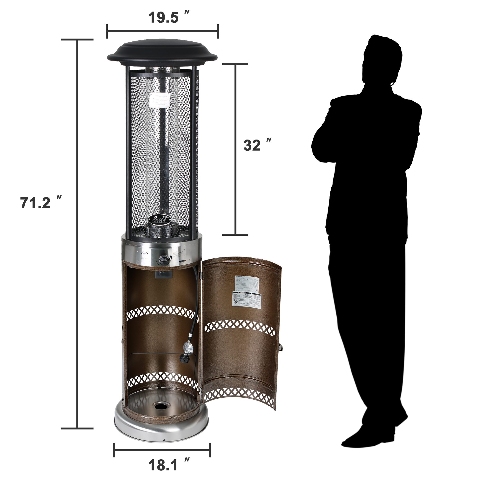 Bali Outdoors 36000BTU Commercial Outdoor LP Propane Gas Patio Heater