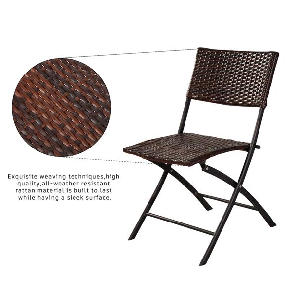 Folding Rattan Chair ThreePiece Square TableBrown eBay