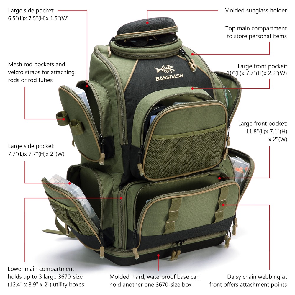 Bassdash Tactical  Fishing Tackle  Backpack Tactical Tackle  