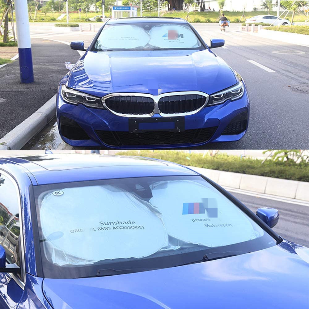 For BMW M Car Front Rear Windshield Sun Shade Shield Cover Visor Block  Foldable