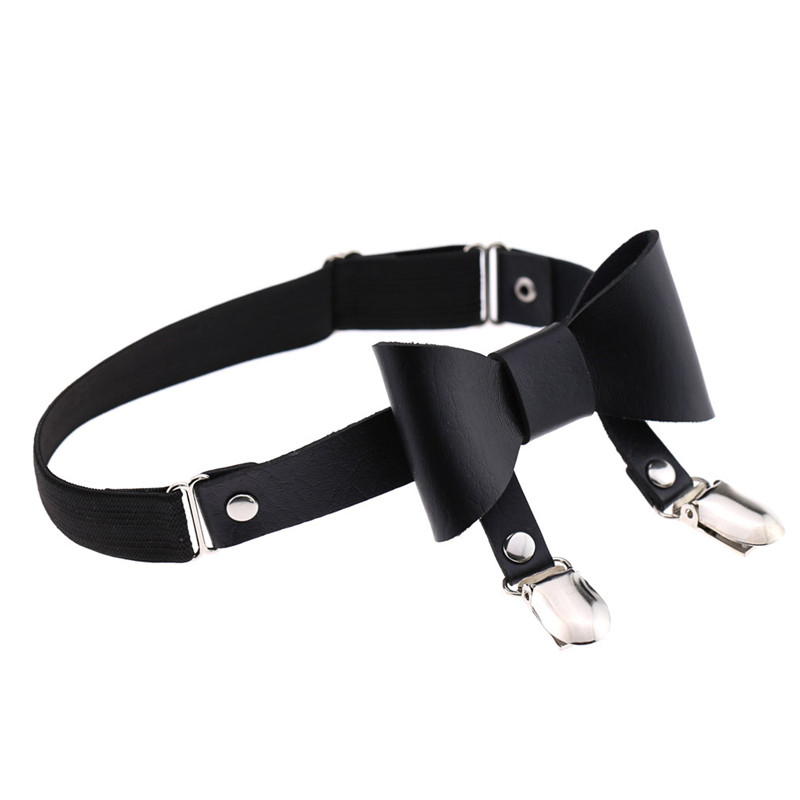 Fetish Faux Leather Harness Belt Bdsm Leg Suspender Belt With Bow Tie ...