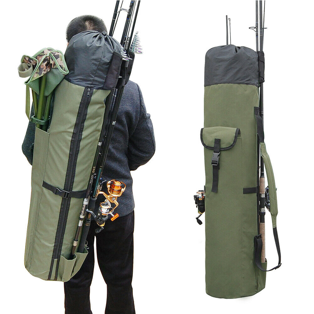 5 Pole Fishing Rod Carrying Case Organizer Bag