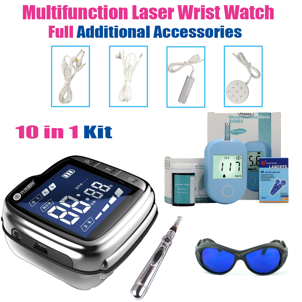 LASTEK 10 in 1 Blood Glucose Meter Acupuncture Pen Laser