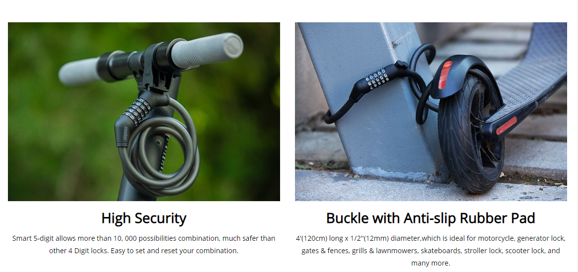 Segway Ninebot 5-Digit Combination Cable Lock for Bikes and Scooters | eBay