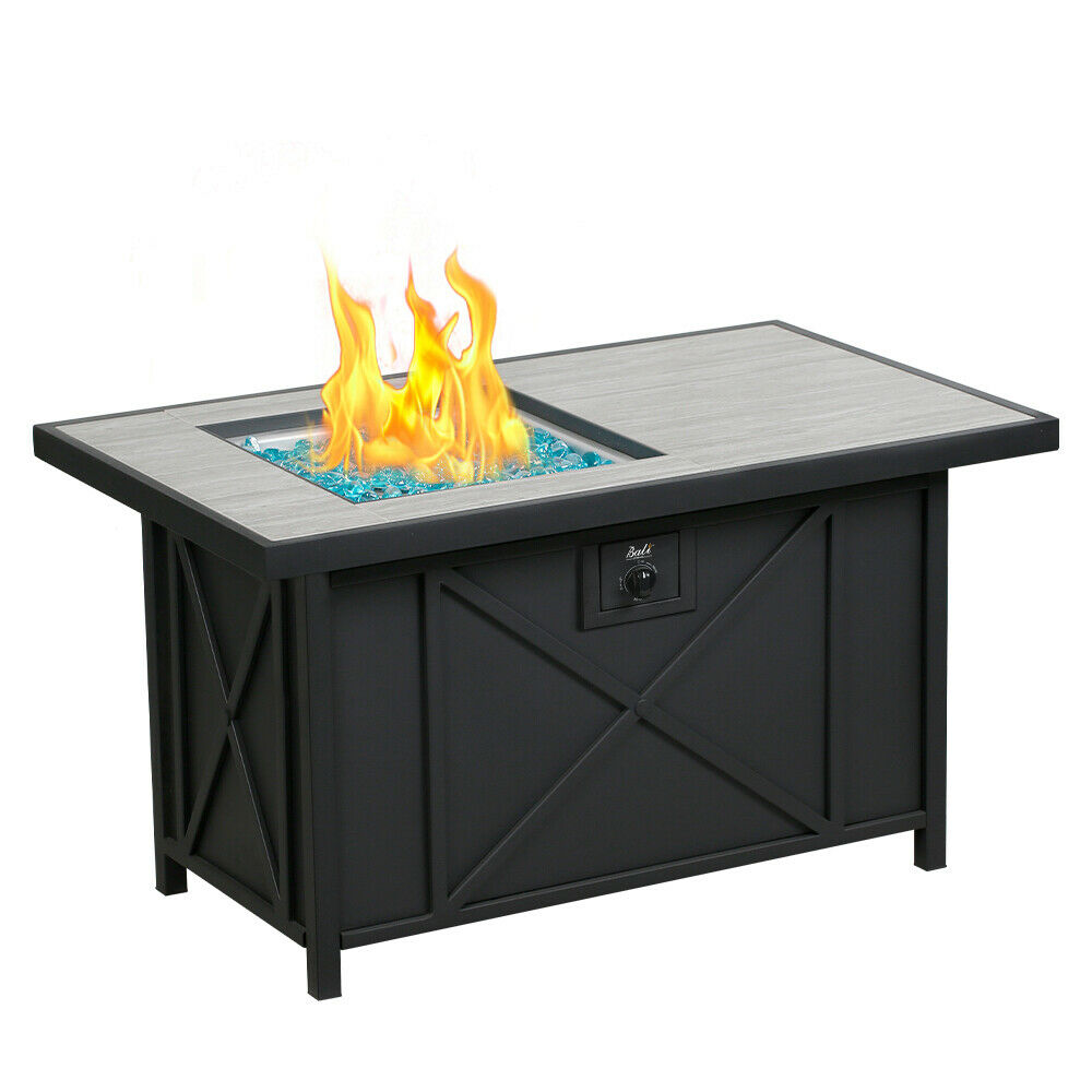 BALI OUTDOORS 42*24 Rectangular Gas Fire Pit Table Propane wihth Blue