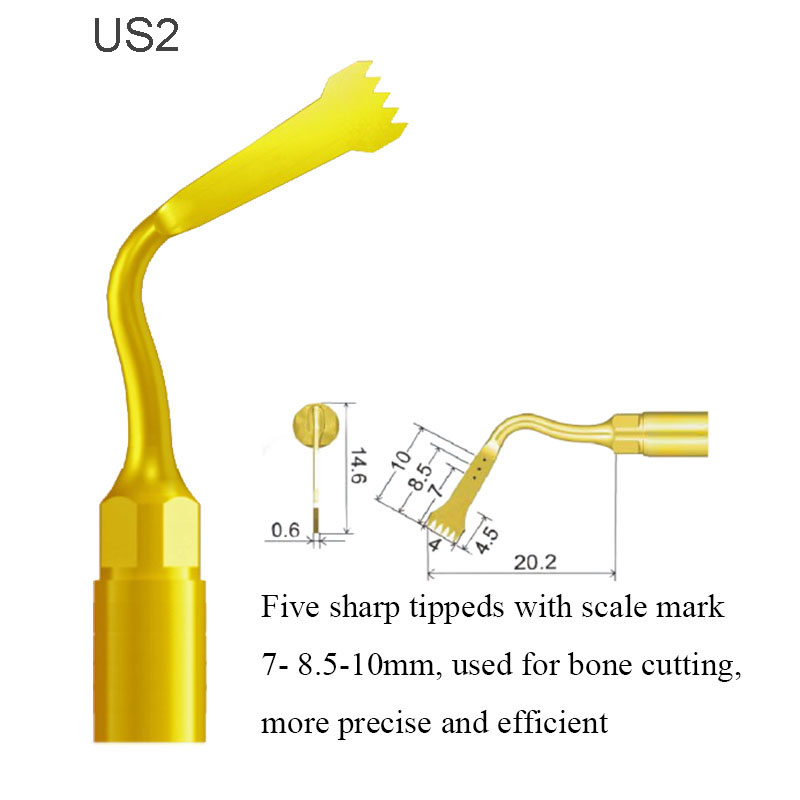 70-Type Dental Scaler Piezo Surgery Tip – Gilded, Fits Woodpecker & Mectron Handpieces