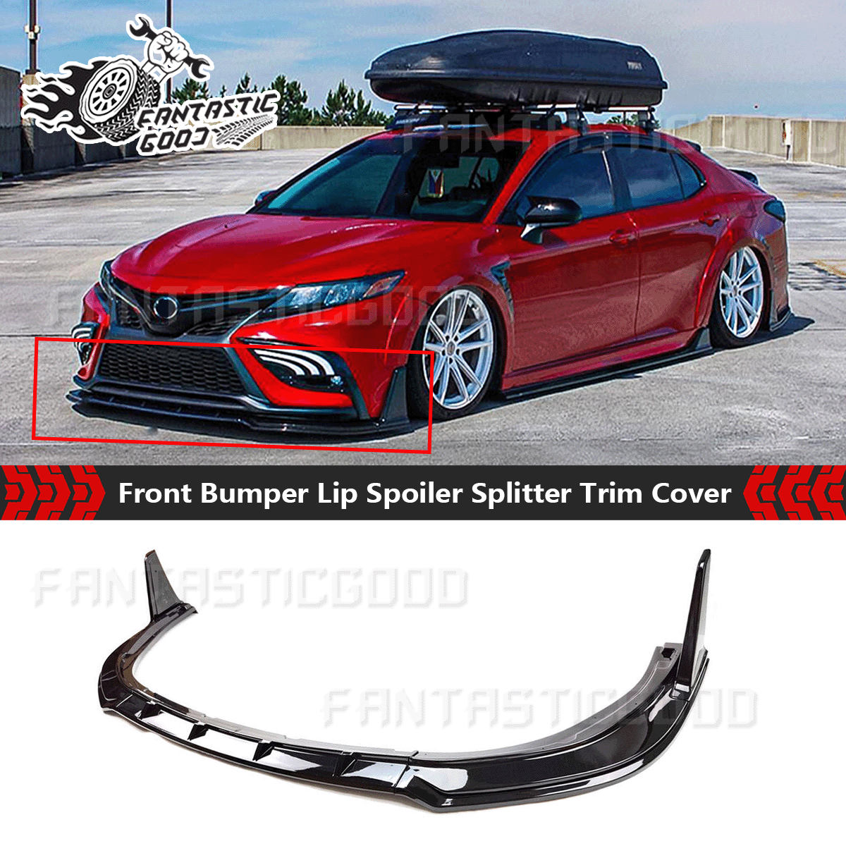 Yofer V2 Gloss Black Front Lip Splitter Kit For 2018-2020 Toyota Camry SE / XSE